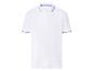 Polo blanc pour homme avec col et poignets à rayures bleues
