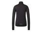 Chemise noire à manches longues avec fermeture éclair pour femme, parfaite pour le sport.