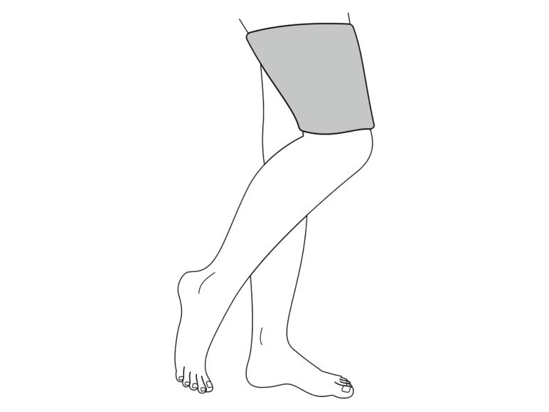 Un schéma d'une jambe avec une genouillère.