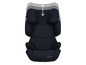 Un siège auto Cybex Solution X i-Fix bleu avec un appui-tête réglable.