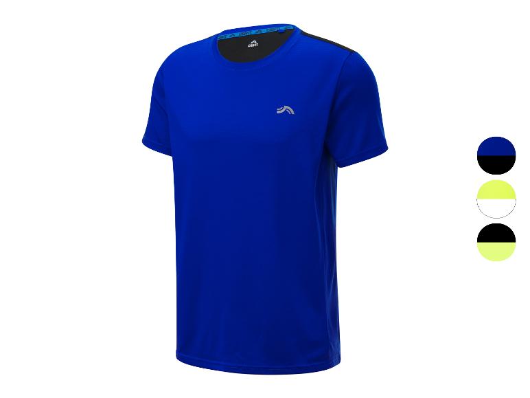 T-shirt Crivit bleue avec des détails noirs.