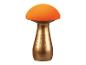 Statuette décorative de champignon avec un chapeau orange et un pied doré.