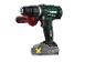 Une perceuse-visseuse Parkside X20V Team verte avec batterie.