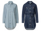Deux robes en jean à boutons, l'une avec une ceinture.