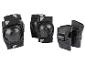 Un ensemble de protections noires pour les genoux et les coudes pour le skateboard.