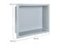 Bac en plastique gris avec dimensions : 31,5 cm de hauteur, 38 cm de largeur et 9,5 cm de profondeur.