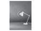 Une lampe de bureau blanche avec un bras réglable.