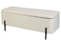Un banc de rangement blanc avec des pieds noirs