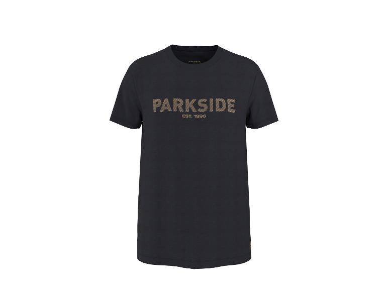 T-shirt noir pour homme avec un imprimé marron 'PARKSIDE EST. 1996' sur le devant.