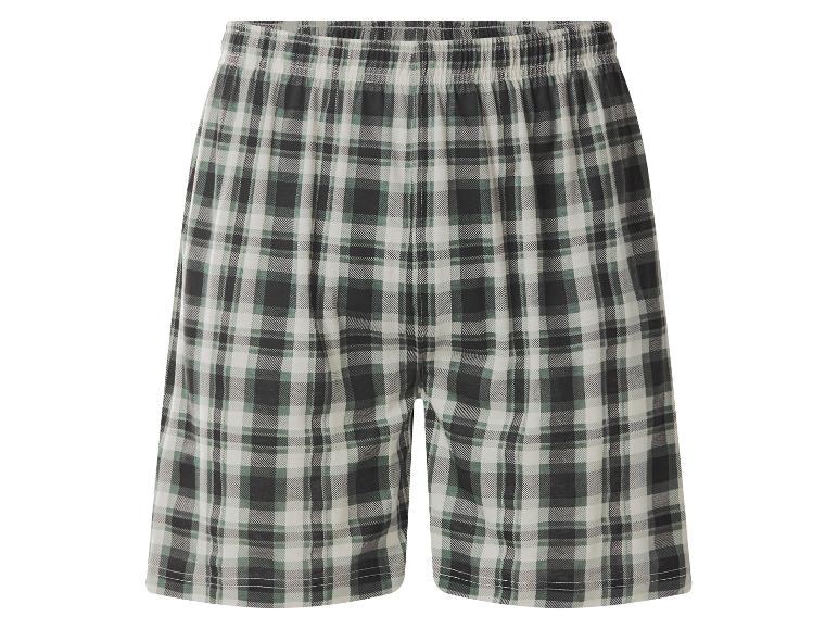 Short de pyjama à carreaux vert foncé, gris et blanc avec taille élastique
