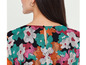 Une robe noire avec un grand imprimé floral coloré.