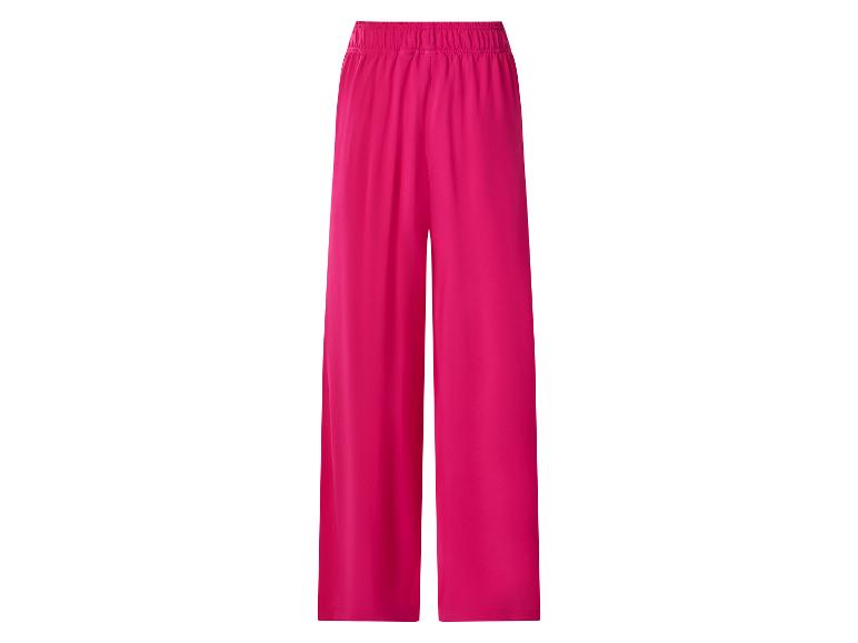 Pantalon large fuchsia pour femme avec taille élastique.