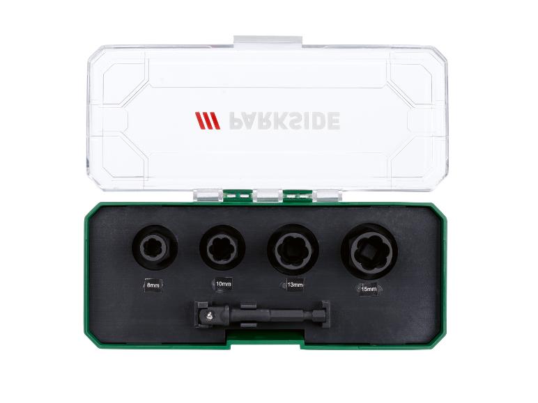 Jeu de douilles Parkside : 8, 10, 12 et 15 mm.