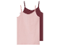 Deux camisoles, rose et bordeaux.