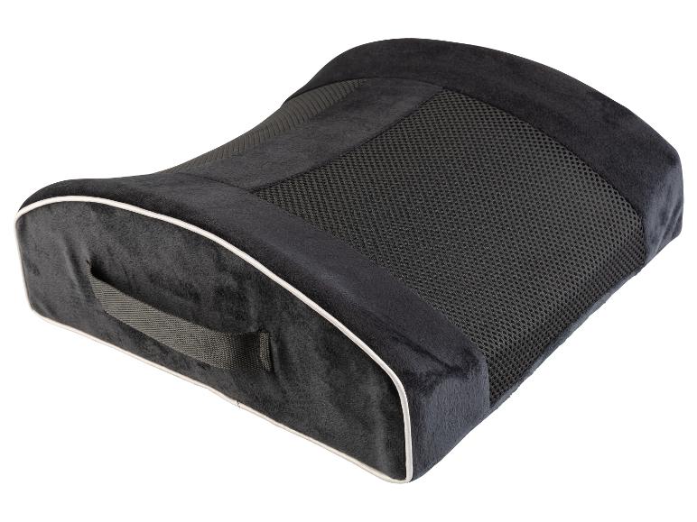 Coussin de siège lombaire noir en velours et mesh.