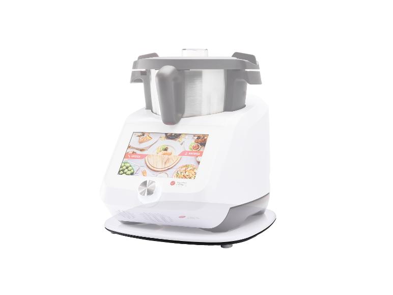Robot culinaire blanc Monsieur Cuisine Smart avec écran tactile.