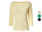 T-shirt femme manches 3/4 jaune, avec options vert, beige et noir.