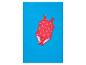 Maillot de bain rouge pour enfant avec imprimé fraise sur fond bleu.