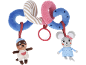 Jouet d'activités en spirale pour bébé avec un phoque et une souris en peluche.
