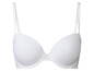 Soutien-gorge blanc avec bonnets lisses et bretelles réglables.