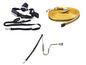 Laisse pour chien avec laisse extensible, laisse jaune et laisse flexible.