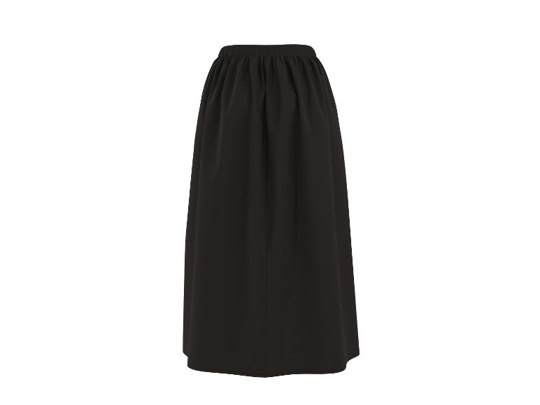 Jupe longue maxi noire avec taille élastiquée, vue de face.