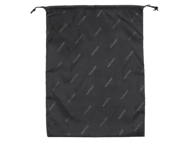 Sac en tissu noir avec cordon de serrage, imprimé du logo Esmara.