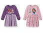 Deux robes pour filles sur le thème de Gabby's Dollhouse : une violette et une rose.
