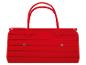 Sac à main rouge en bois avec anses en corde.