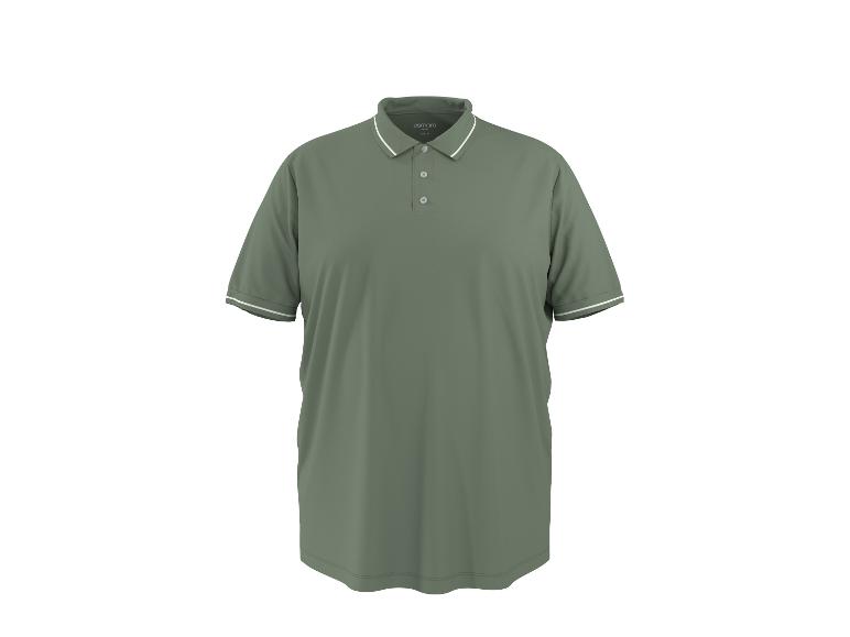Polo homme vert olive avec rayures blanches sur le col et les manches