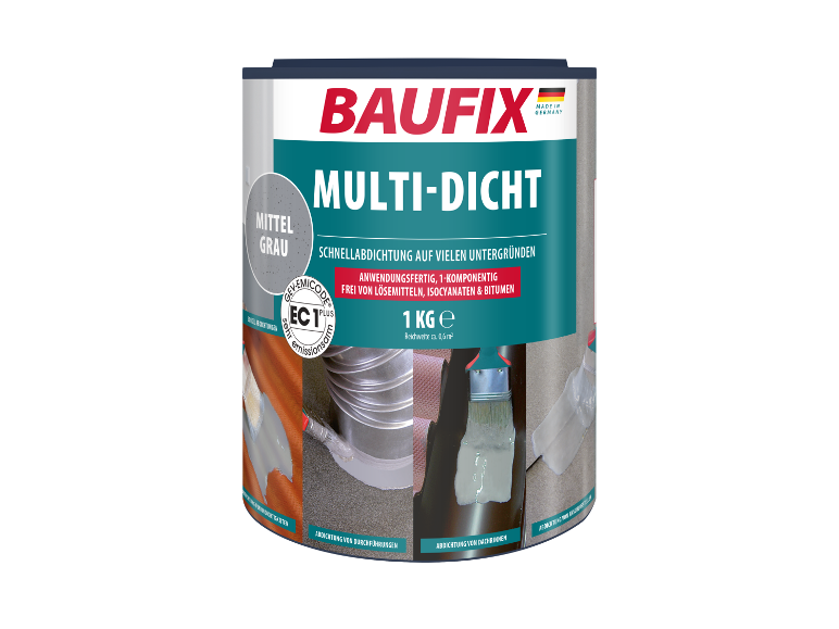 Scellant Baufix Multi-Dicht gris pour nombreuses surfaces.