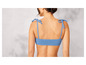 Une femme portant un bikini bleu avec des nœuds sur les épaules.