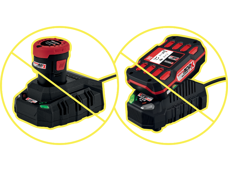 Chargeurs et batteries Parkside X20V Team : Ne pas mélanger !