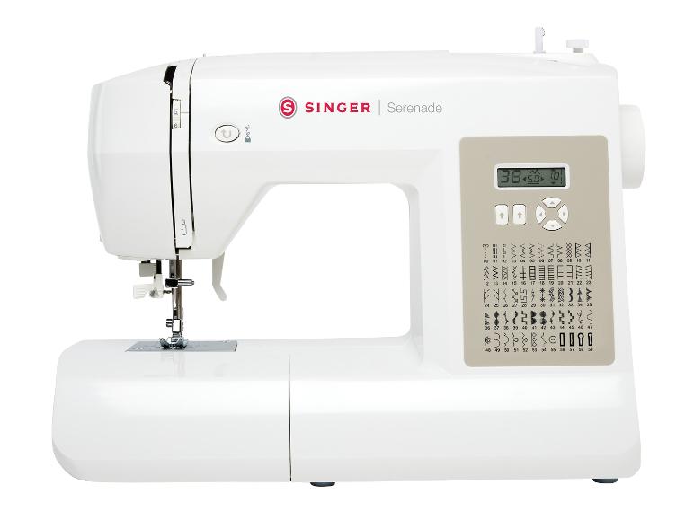 Machine à coudre SINGER Serenade blanche avec écran numérique et nombreux points.