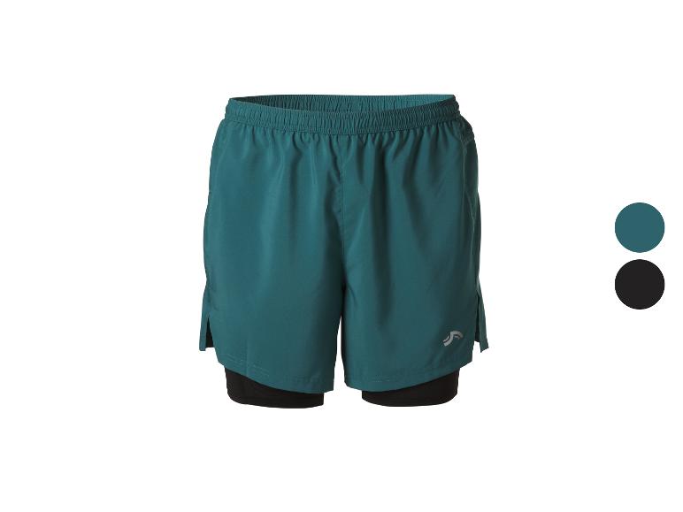 Short de sport 2-en-1 pour homme, vert sarcelle et noir