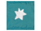 Un tissu turquoise avec une étoile blanche.