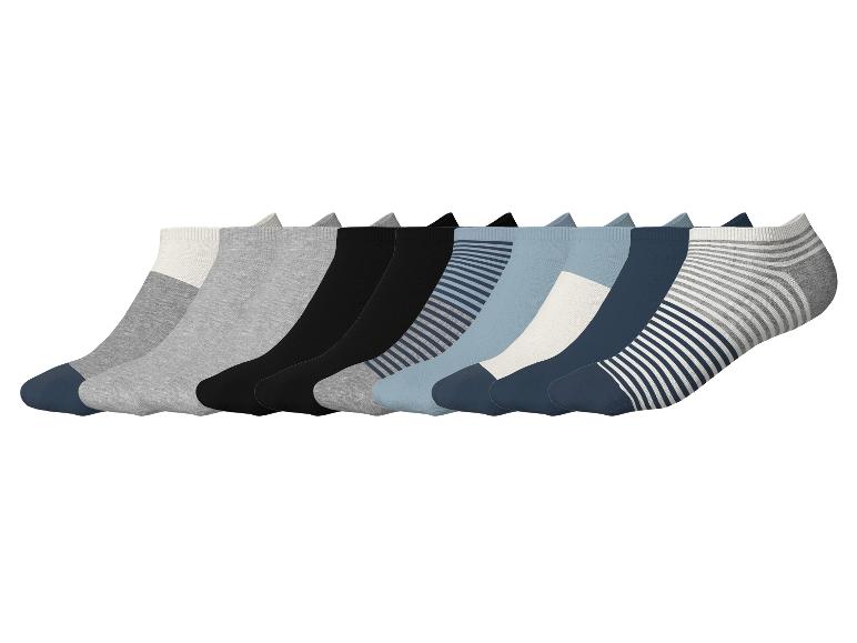 Lot de dix paires de chaussettes pour hommes de différentes couleurs et motifs.