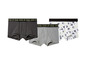 Trois boxers : rayés, gris et à motif graffiti.