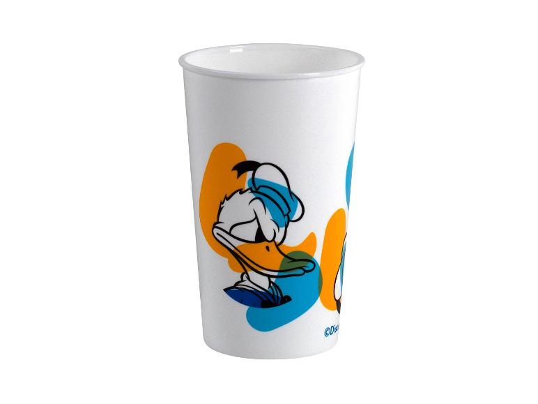 Gobelet en plastique avec Donald Duck, design coloré.