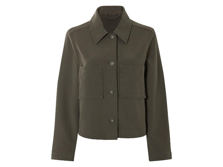 Une veste verte avec des boutons et une poche poitrine.