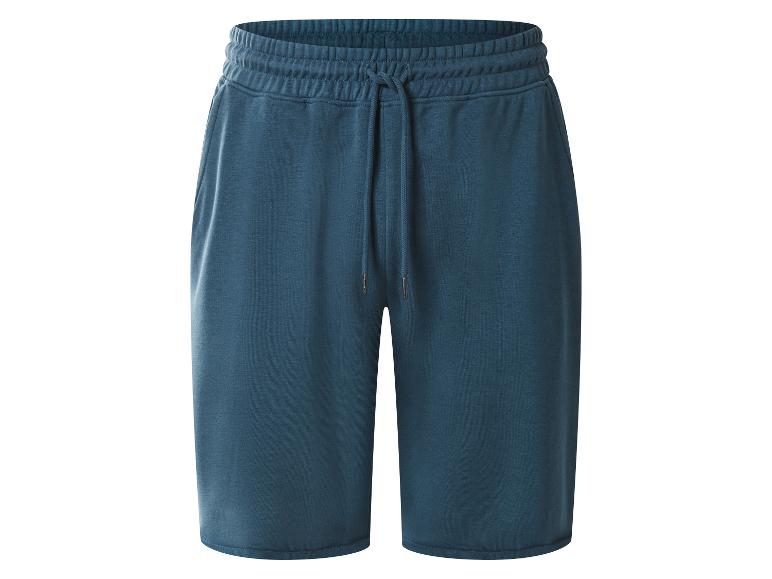 Short de sport homme bleu sarcelle foncé avec taille élastique et cordon de serrage.
