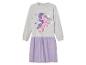 Une robe grise avec une image de Pipp de My Little Pony et une jupe violette.