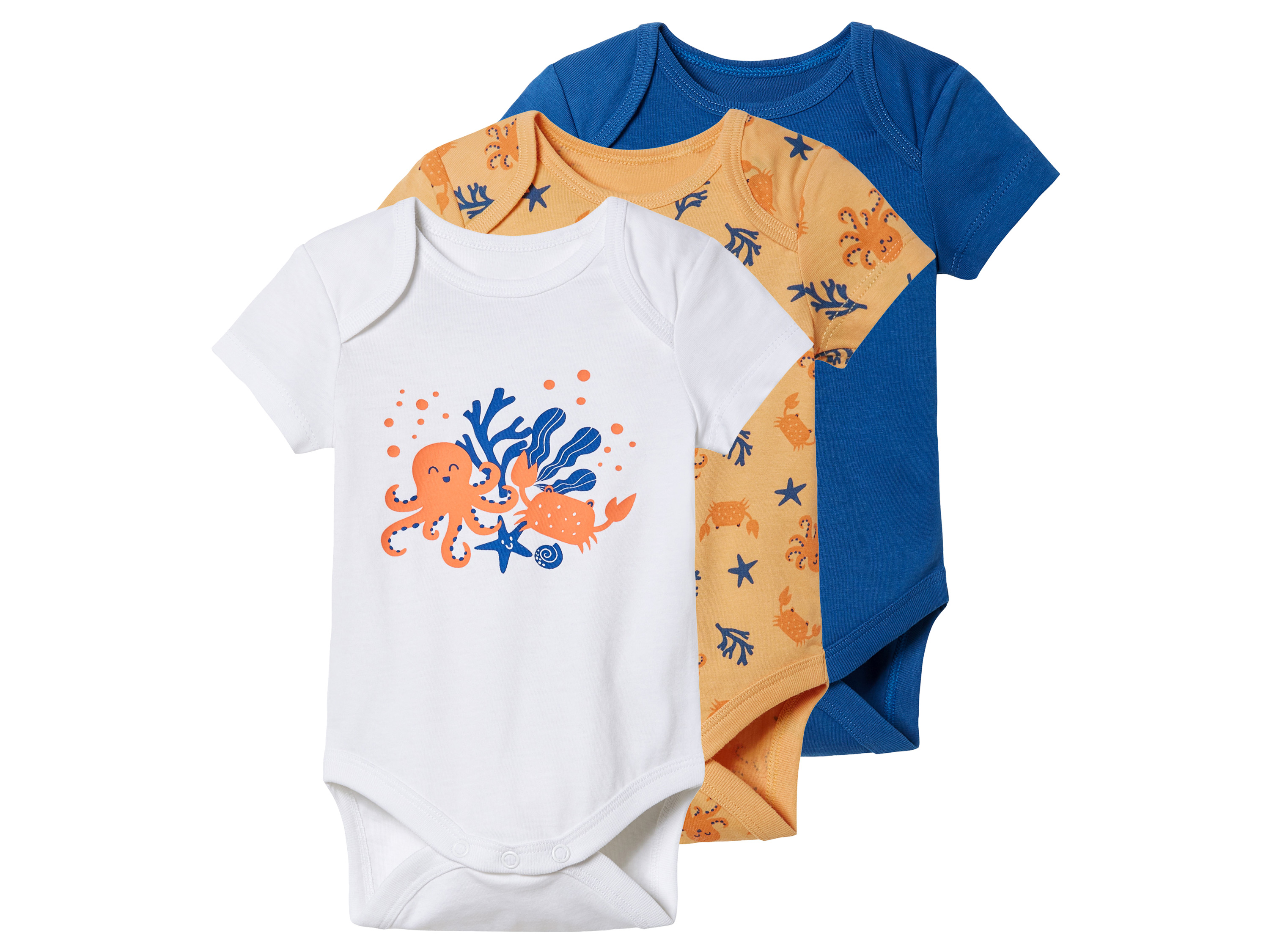 lupilu® Set de 3 bodies bébé (bleu/orange/blanc)