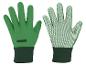 Paire de gants de jardinage verts avec picots antidérapants.