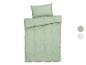 Parure de lit en mousseline verte avec housse de couette et taie d'oreiller, motif floral en option.