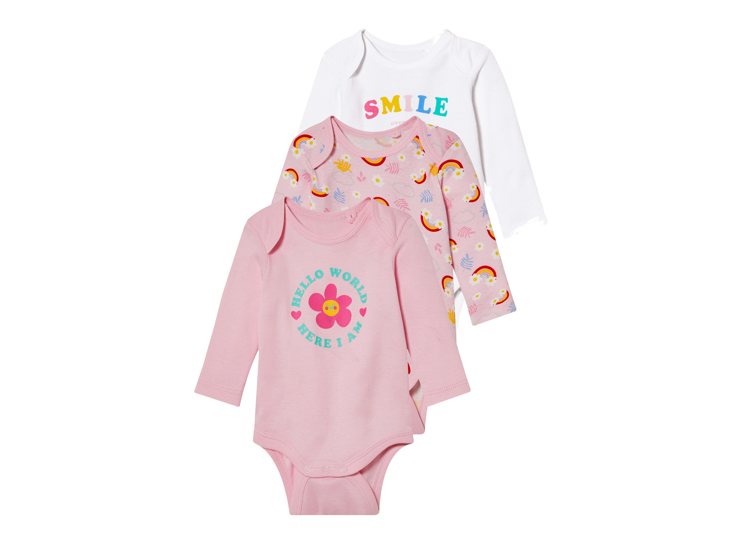 lupilu® Bodies bébé (à motifs rose/blanc, 50/56)