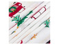 Tissu blanc avec motif de Noël, avec des voitures rouges et des arbres verts