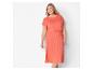Robe mi-longue corail à manches courtes, style décontracté.