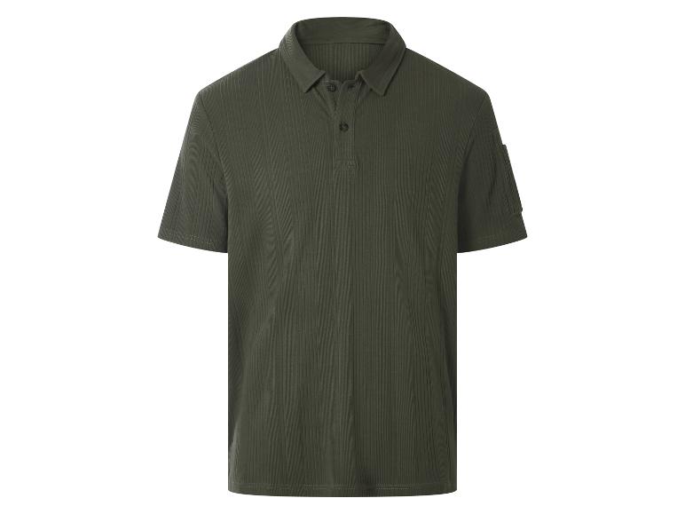 Polo homme kaki à manches courtes avec texture côtelée