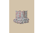 Parure de lit à carreaux avec couette et deux oreillers sur fond beige.